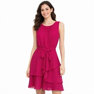 NWT Women's 1. STATE Tiered Ruffle Dress Size Large L Pink